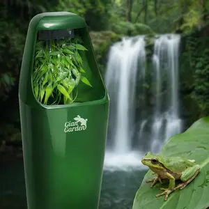 Herpify Automatic Reptile Water Fountain – 27oz Quiet Water Dispenser for Crested Geckos, Tree Frogs & Lizards, Dual Filtration System, Natural Terrarium Aesthetic