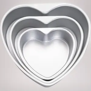 Heart Shaped Cake Pan 10 Inch – Aluminum Heart Cake Tin, Non-Stick Baking Pan for Valentine's Day Wedding Birthday Party, Reusable Bakeware Mold for Layered Cake – Silver