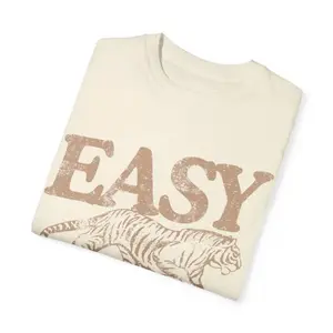 Vintage Easy Tiger Graphic T-Shirt | Retro-Inspired Tiger Tee | 70s Vintage Style Graphic Shirt | Trendy Casual Outfit Top Womenswear Breathable Clear Cropped Day Hoodie Oversize Tshirt Streetwear