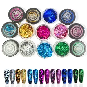 365 Nail System: Holographic Flakes Iridescent Glitter Chameleon Nail Flakes Mermaid Effect .5g