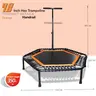 135x135x175cm Hexagonal Adult Leisure Rebounder Trampoline, Adjustable Thick Padded Foam Handlebar, 360° Safety Enclosure, Quiet Non-Slip High-Elasticity Tension Systems, Soft Safety Skirt, Bottom Net, Indoor/Outdoor Unisex Bouncing Fitness Use