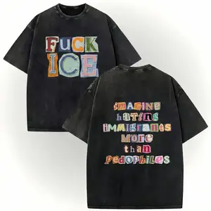 Anti Ice Magazine Letter Tee, F*CK ICE Y2K Crop Top, Protect Immigrants Tee, No Human Is Illegal Top, Activist Graphic Tee Tshirt Printed in USA