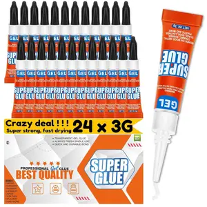 Super Glue Gel Clear Non-Drip, 24 X 3g  Purpose  Adhesive Ca Glue Quick Dry  Glue for Plastic, Metal, Ceramic, Shoe, , Leather, Model, Aquarium, Rhinestone,  and DIY Crafts