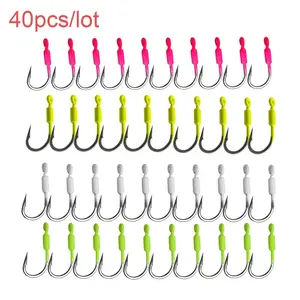 40pcs Snapper Jig Weighted Hooks 3g White/Pink/Yellow/Chartreuse Fishing Hooks