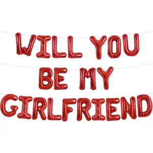 16 Inch Red Will You Be My Girlfriend Letter Balloons Be My Girlfriend Balloon Banner for Romantic Decorations Anniversary Engagement Wedding Bridal Shower Party Supplies