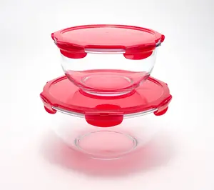 LocknLock 2-Piece Glass Mixing Bowls w/ Locking Lids