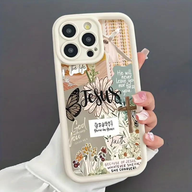 Jesus Cross Decal Durable Smartphone Case - Thick Shockproof Full-Wrap Polycarbonate Casing, Camera-Safe Cover, Protective Accessory for iPhone 11 12 13 14 15 16 17 Pro Max Air Plus