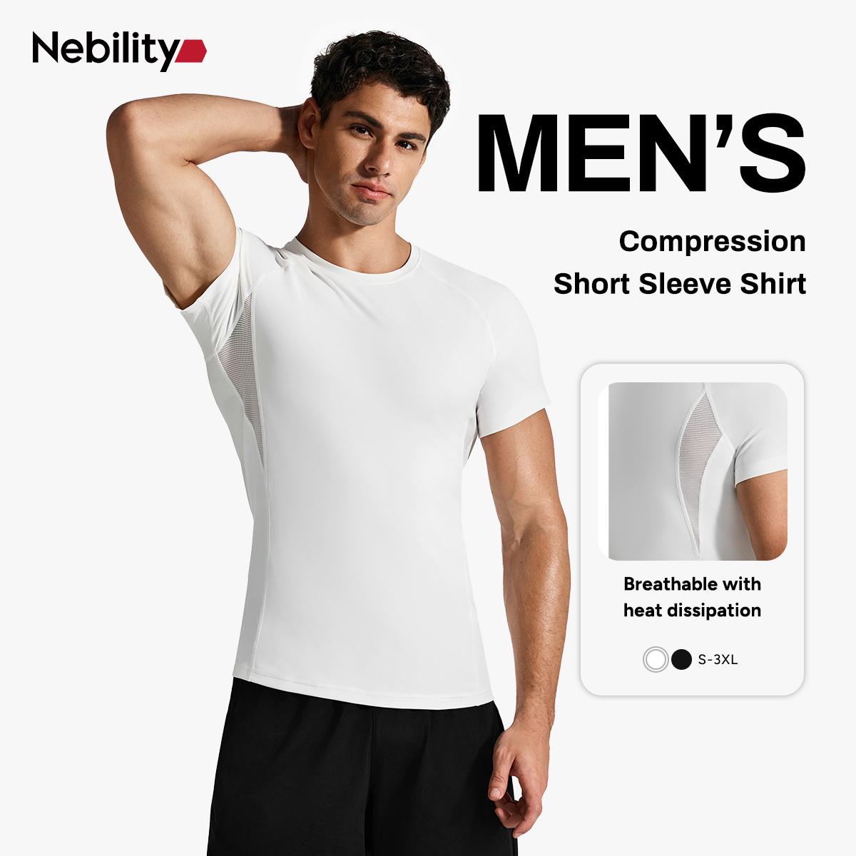 Men’s Short Sleeve Compression Shirt with Breathable Mesh Panels at Underarms and Back – Lightweight Stretch Athletic Performance T-Shirt for Gym, Training, Running and Daily Active Wear