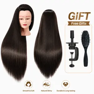 Mannequin Head with Hair  24"  Mannequin Heads for Make up, Braiding Hairdressing Doll Head for Styling Practice Cutting Training Head Cosmetology Hairdresser Synthetic