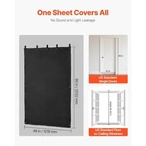 VEVOR 2 Pcs Sound Dampening Blankets, Soundproof Curtains with 96x 80 in, Soundproof Blanket with Grommets, Studio Grommeted Blanket, for Window, Door, Light Blocker, Music Recording, BlackVEVOR Super Brand Day