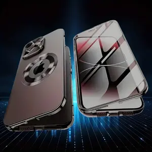 Magnetic Privacy Protection Case Suitable for Iphone 16/15/14/13/12 Pro Max Plus Series, Anti-Peep Screen Magnetic Two-In-One Phone Case, High-Tech Full Metal Frame Protective Case.
