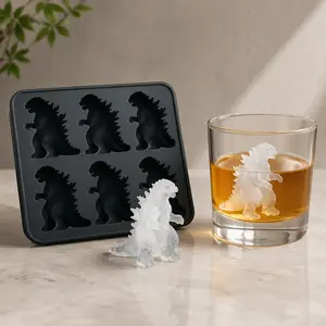 Godzilla Ice Cube Mold with Lid 3D Monster Ice Tray Food-Grade Silicone Viral Party Drink Upgrade Whiskey Cocktail Must-Have BPA-Free Easy Release Dust-Proof Lid