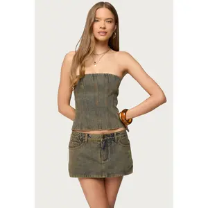 Camelia Strapless Denim Corset