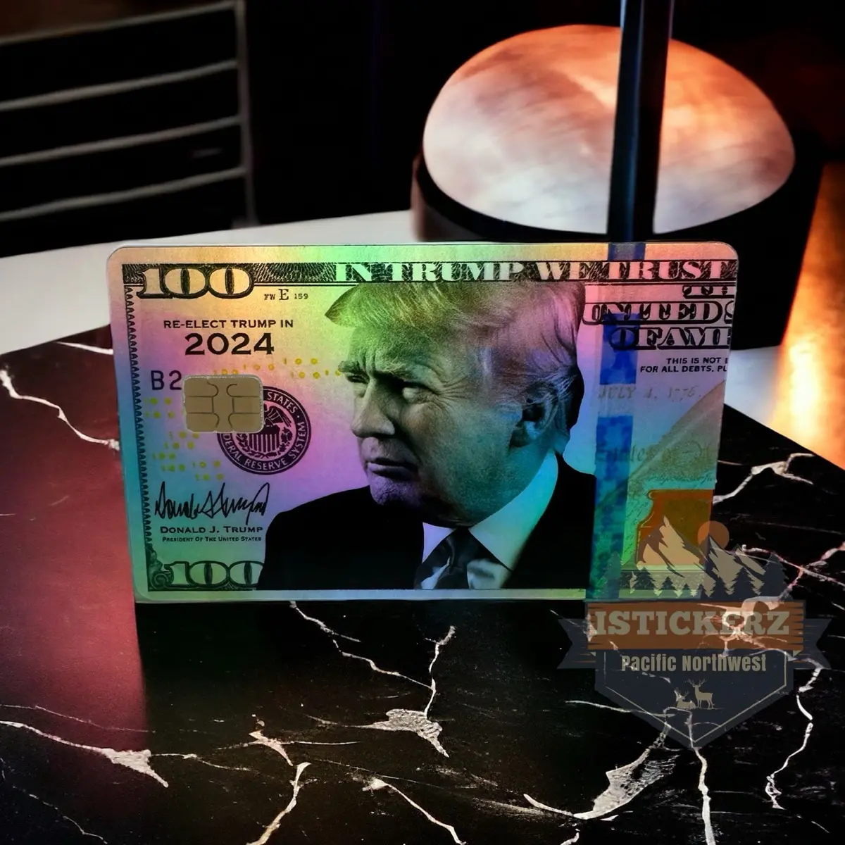 Credit Card Vinyl Skins Trump Card Holographic Decal With Easy Pull Tabs
