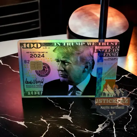 Credit Card Vinyl Skins Trump Card Holographic Decal With Easy Pull Tabs