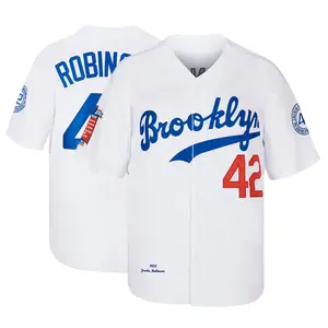 Brooklyn #42 Baseball Jersey Men's Sewing Embroidery Large Size Short-Sleeved Shirt Vintage Hip Hop Style Sports Top Polyester Mesh Ventilation Outdoor Sportswear S-3XL Blue White High Quality Sweatshirt