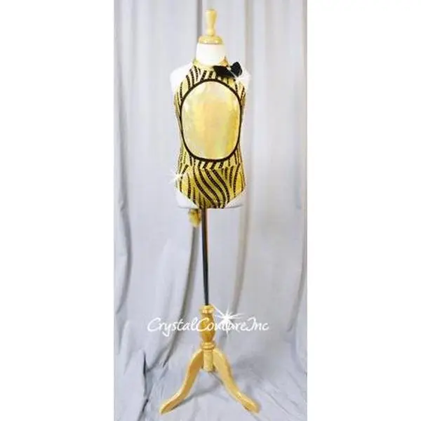 Shimmery Metallic Gold and Black Stripe "Lion" Leotard with Tail