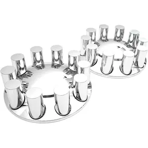 Chrome ABS Front Axle Wheel Cover for Semi Truck Plastic Hub Cover with 33mm Screw-On Lug Nut Covers 2 Front Axle Wheel Covers Hubcap