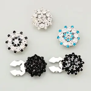 Rhinestone button covers, cufflink covers, crystal flower button covers, decorative snap buttons for shirts