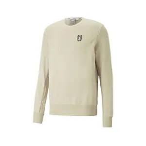 PUMA Mens Pivot Embroidery Crew Neck Sweatshirt Casual - Beige