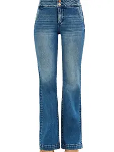 RISEN Double Down Tummy Control High Rise Bootcut Jeans Stretchy Smooth