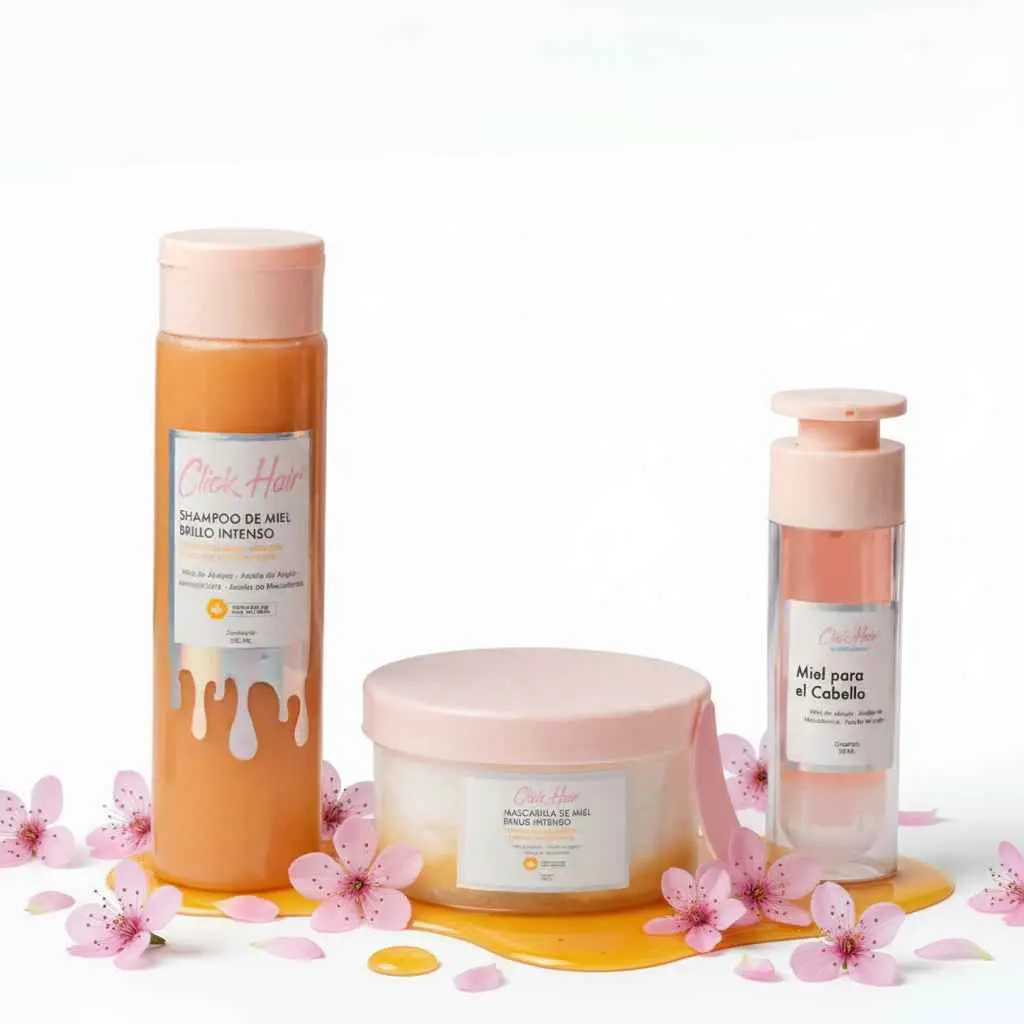 CLICK HAIR SHAMPOO DE MIEL, MASCARILLA DE MIEL Y MIEL PARA EL CABELLO (3 PACK)
