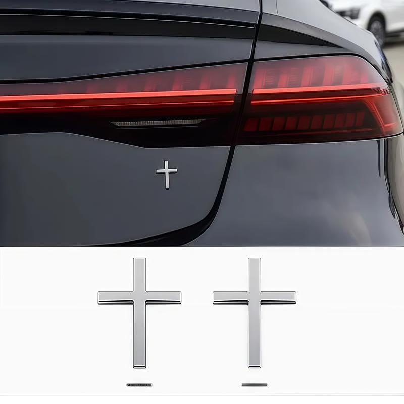 4PCS Christian Cross Car Sticker Set - Premium Waterproof Religious Decals Durable Universal Auto Exterior Decoration for Cars SUVs & Motorcycles Stylish Faith Inspired Vehicle Accessories in Silver Black Red Gold