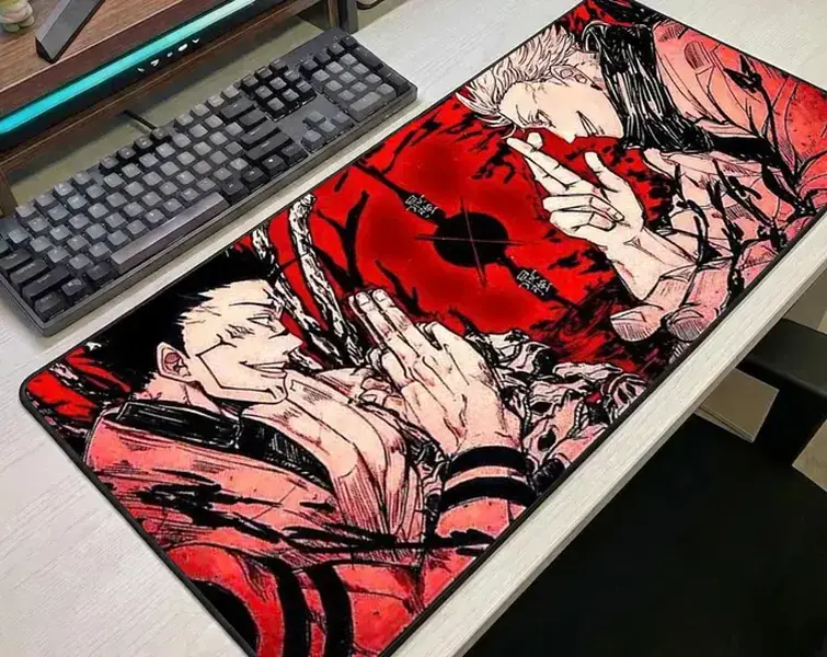 [4 Designs] Jujutsu Kaisen Group Desk Mat, Anime Mouse Pad with Yuji, Gojo & Sukuna, Gaming Playmat