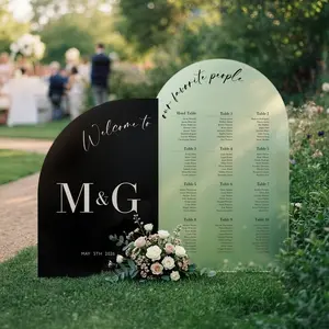 Black & Sage Arch Wedding Sign & Seating Chart Bundle