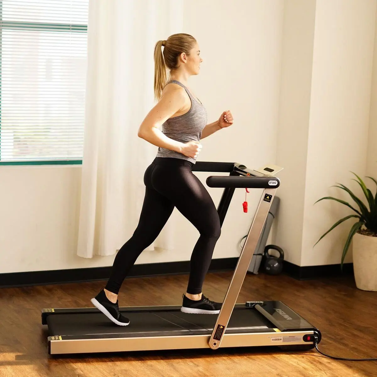 Sunny Health & Fitness Asuna Slim Motorized Walking Pad Treadmill Trainer - Portable Foldable Treadmill, Compact Space-Saver Frame, 220lb Capacity for Home Cardio Workouts