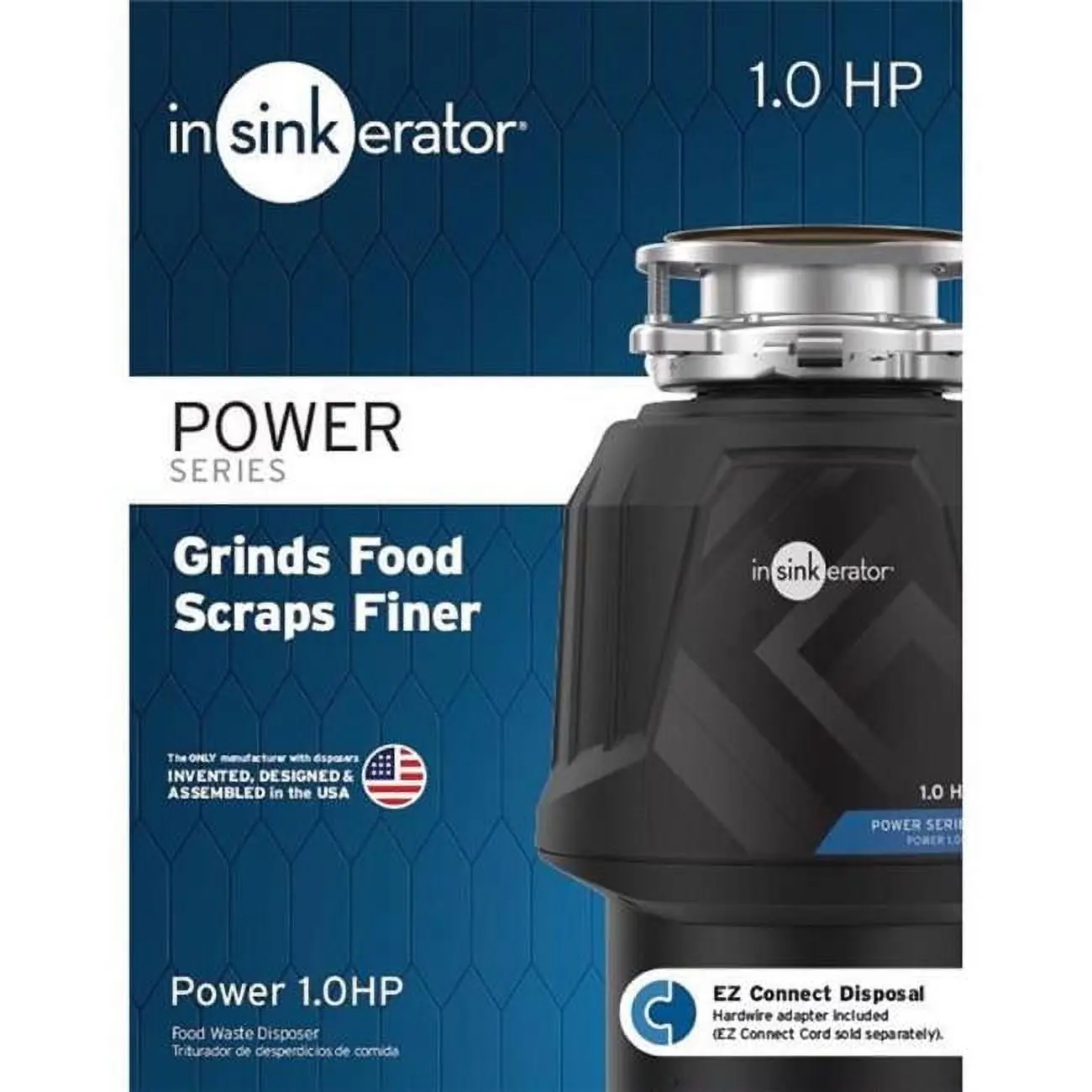 InSinkErator 4021217 Power Continuous Feed Garbage Disposal - 1.0 HP Power, 18.86 lbs, Galvanized Steel, Durable Drive Induction Motor, Finely Grinds Food Scraps, Dishwasher Drain Connection: Yes