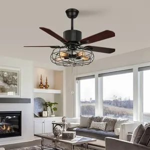 5-Lamp 5-Blade Fan Pull-Controlled Pendant Lamp 52-Inch 110V for Elegant Home Settings Unique Design User-Friendly Operation