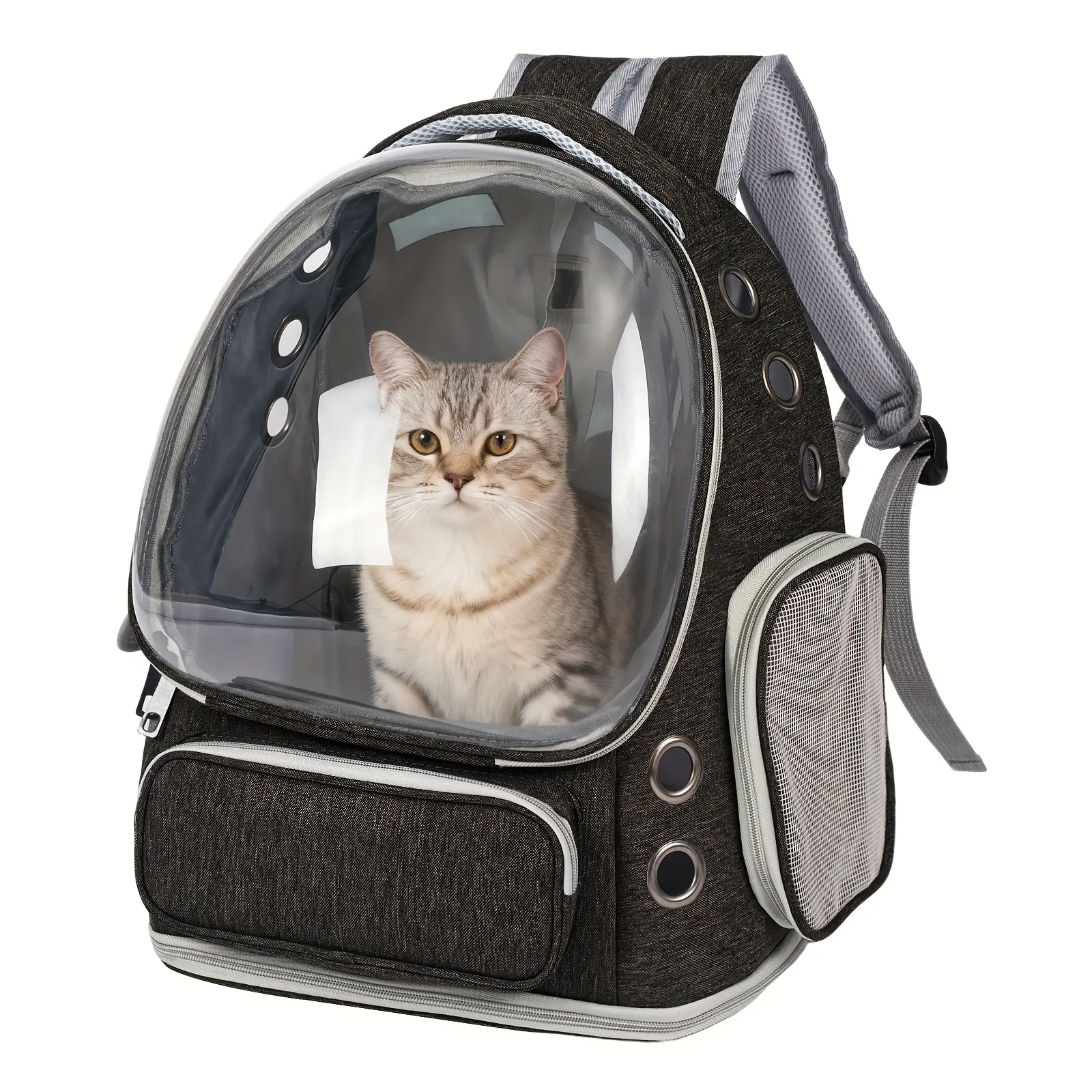 Cat Backpack Carrier, Breathable cattravel bag Carrier Large Space Bubble Pet Backpack for Kitty Small Dog up to 12lbs, Transparent & Foldable Pet Carrier for Travel Hiking