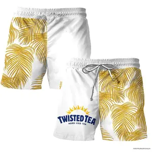 Twisted Tea Tropical Fern Swim Trunks, Hawaiian Shorts For Men Dad Friend, Trending Shorts