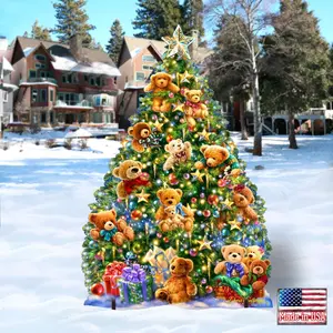 G. Debrekht 8461019F-1101 Teddy Bear Tree Holiday Outdoor Yard Sign by D. Gelsinger - Christmas Decor