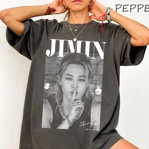 Vintage Kpop Jimin Signature Shirt, Korean Idol Fan Art Tee, Korean Style Lovers Unisex T-Shirt, Kpop World Tour Shirt, gift for Fan, Unisex Graphic Top Streetwear
