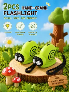 2-Pack Cute Snail Hand Crank Flashlight Mini Portable Pocket Light Toy for Kids & Outdoor Use
