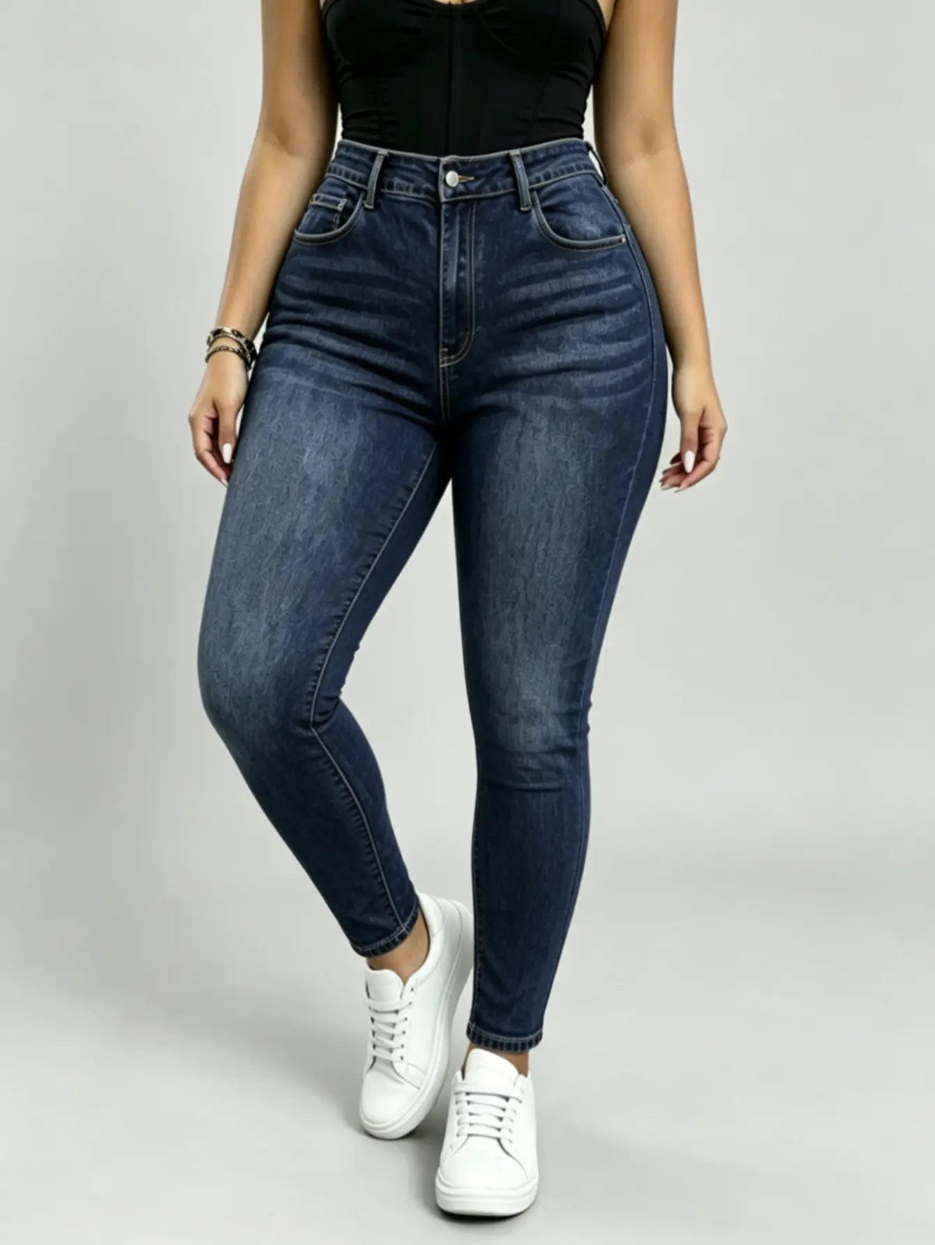 【plus size】Elegant High Waist Long Skinny Denim Jeans for Women, Women‘s wear, Versatile Four Seasons Wear, Slimming Fit, Stylish Chic Casual Pants, Trouser, Basic, Denim Skinnies, Wash Jeans WH54 BBL