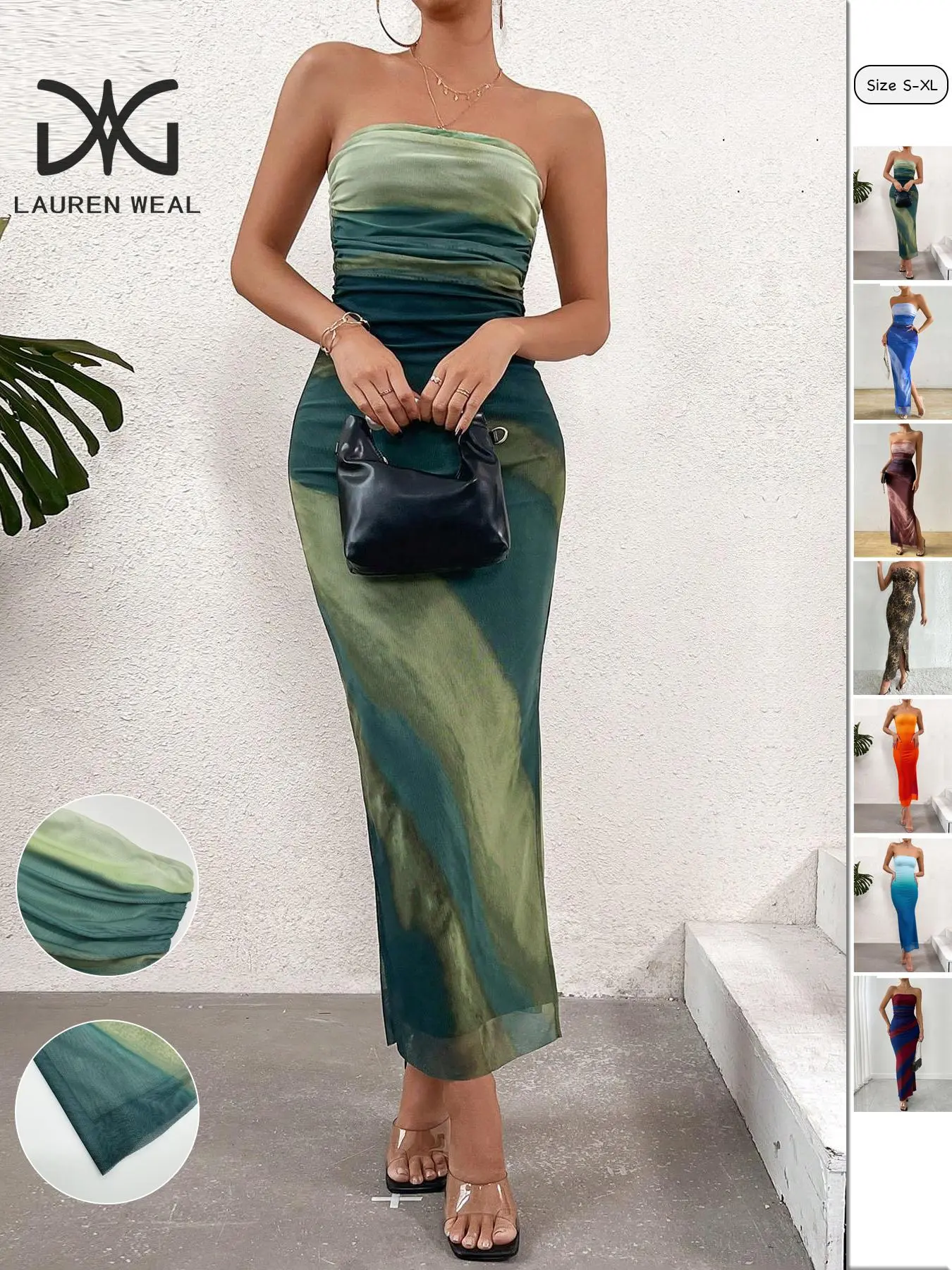 Sexy Sheer Mesh Bodycon Dress, Gradient Ruched Design, Strapless Backless  Long Dress, Tight-Fitting Formal Evening Gown for Women - TikTok Shop