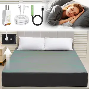 Earth Grounding Sheets Queen Deep 10% Silver Fiber+90% Organic Cotton, Fitted Earth Grounded Bed Sheets Bed Grounding Kit Fitted Grounding Sheet for Improved Sleep (Gray, Queen - 60"x80"x16")