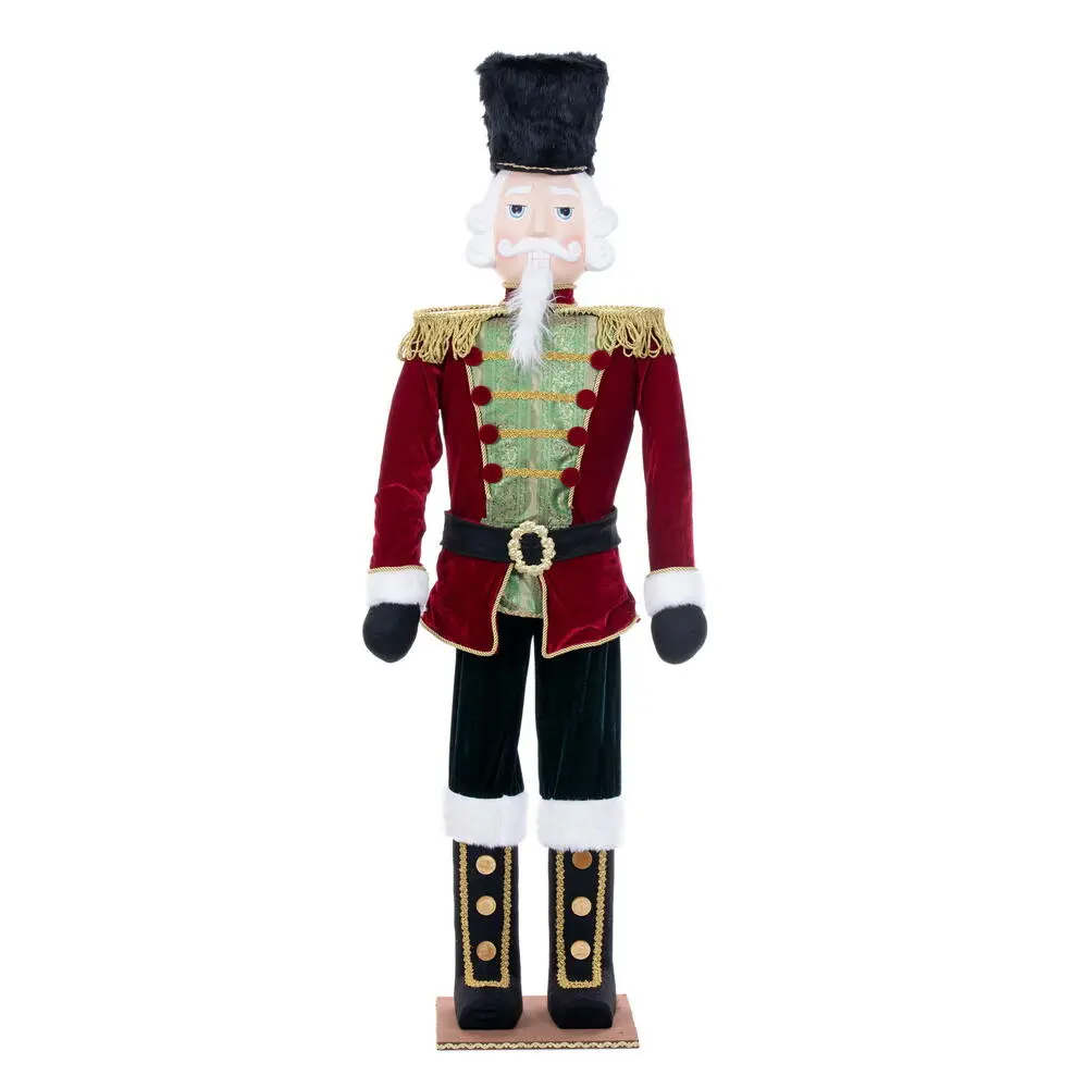 212 MAIN 6.8 ft. Velvet Standing Nutcracker Doll, Red, Festive Decor, Home Decoration Ornaments