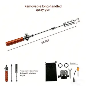 Barbecue Torch Charcoal Lighter - Adjustable & Detachable Length Folding Flame Torch for Grilling, Camping, Kitchen (Gas Not Included)