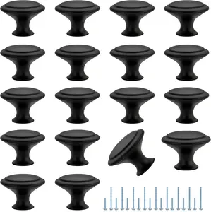 18 Pack Matte Black Cabinet Drawer Hardware 30mm Kitchen Cabinet Knobs Drawer Pulls with Installation Screws for Dressers Kitchens Cupboard