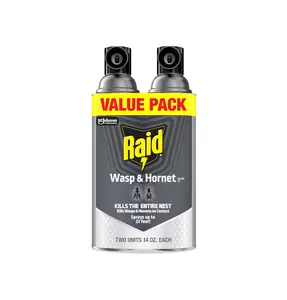 Raid Wasp & Hornet Killer Spray, Bug Killer Kills the Entire Nest, 14 Oz, 2 Count