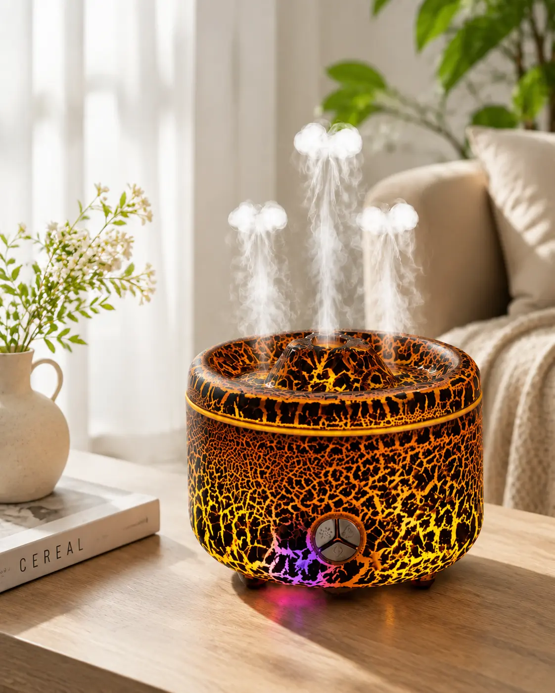 Volcano Aroma Diffuser Humidifier with Realistic Volcano Mist Effect, Ultrasonic Cool Mist Diffuser with Ambient Light, Essential Oil Diffuser for Bedroom Home Decor, Christmas Gift