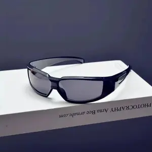 Silver Glitter Square Sunglasses Reflective Frame Cyberpunk Style Cool High-Tech Design