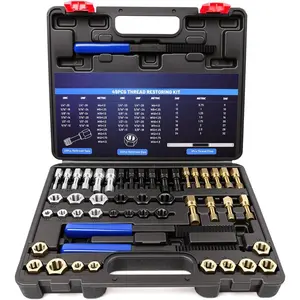 49- Professional Thread Chaser Set, UNC UNF & Metric Thread Repair Kit with Taps, Dies, Thread Files, Automotive Wheel Stud Rethreading Tool Kit