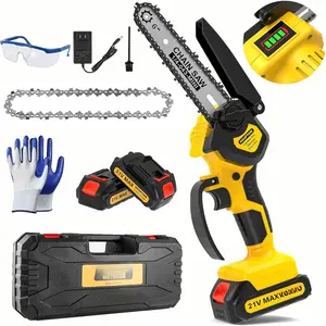 6 Inch Mini  Cordless,Upgraded Electric  with  level display and Tool-Free Tensioner,Portable Mini Chain  for Trees Branches Trimming,