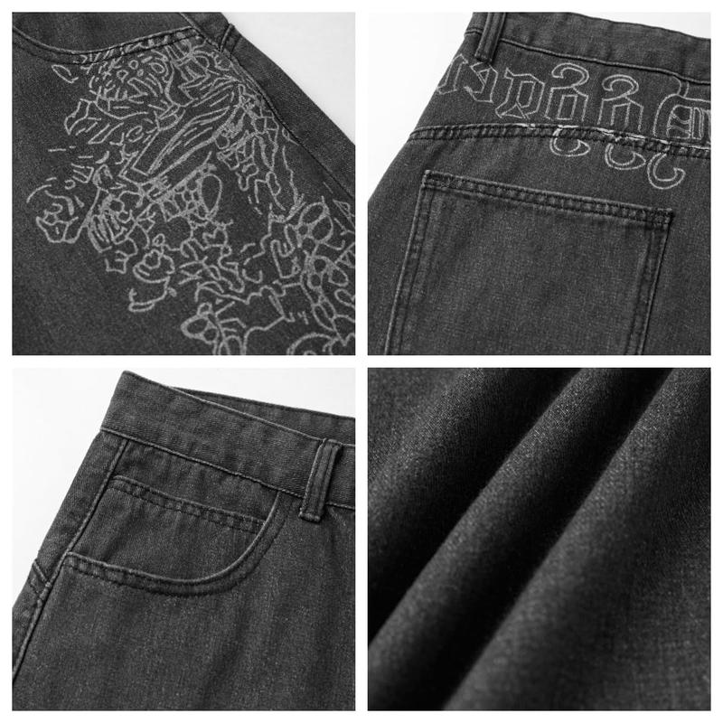 EMMIOL Women Hip Hop Baggy Jeans Wide Leg Mid-Low Waist Jeans Loose Boyfriends Pants 90s Vintage Denim Street Womenswear