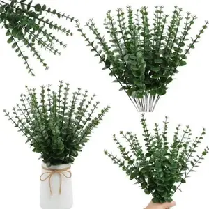 12 Preserved Eucalyptus Stems, Realistic Blooming Fake Flowers, Artificial Outdoor Plants, Indoor Faux Plant, Perfect for Crafts and Home Decor, Ideal for Weddings and Special Occasions